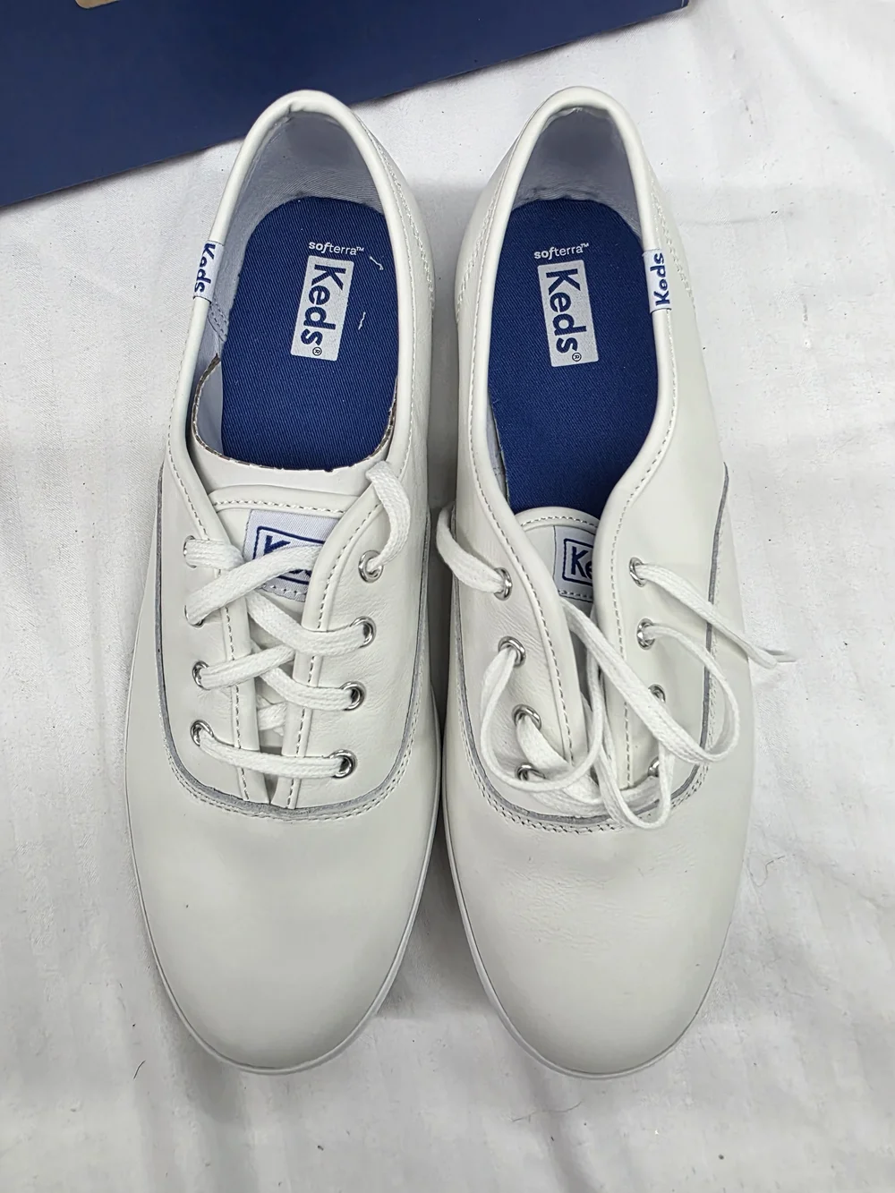 Keds White Leather Lace-Up Sneakers - Picture 2 of 9